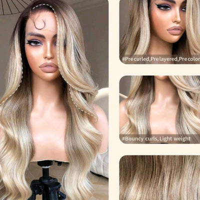 Ombre blonde body wave(human blend)high quality
