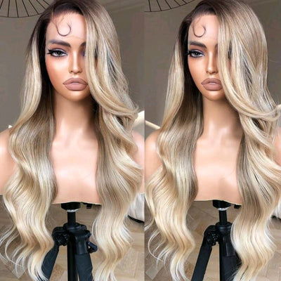 Ombre blonde body wave(human blend)high quality